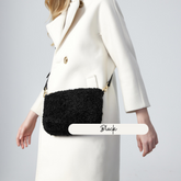 Faux Shearling Crossbody Bag - Black